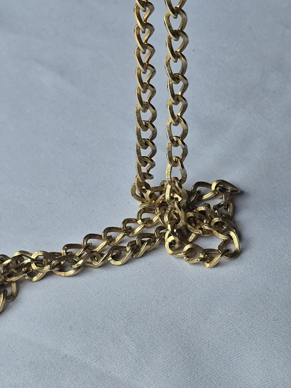 Vintage Signed Sarah Coventry Gold-Tone Textured Link Chain Necklace